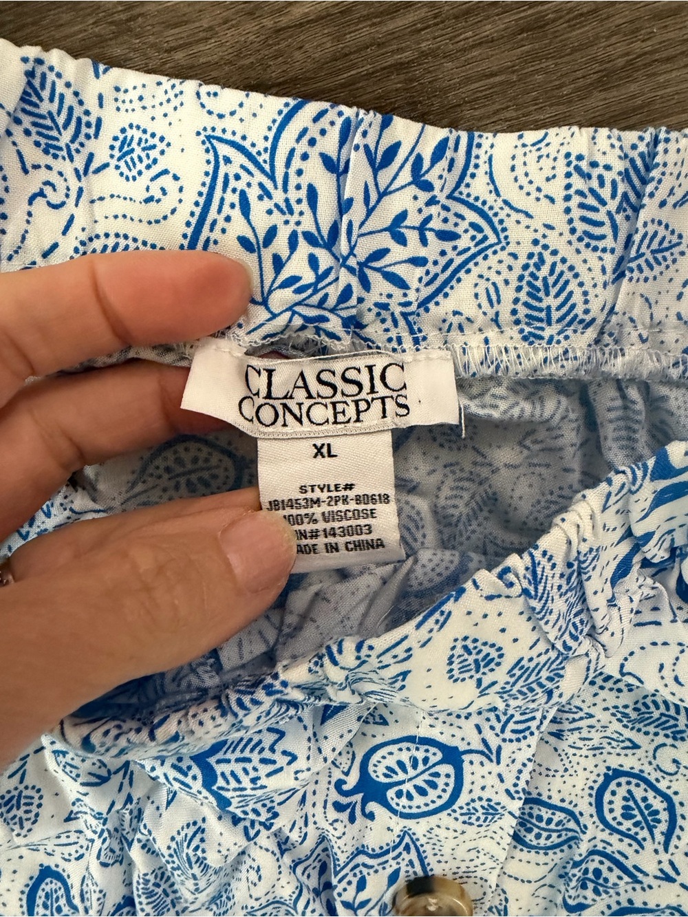 NWT Classic Concepts Los Angeles Blue White Floral Paisley Midi Skirt XL - Picture 3 of 5